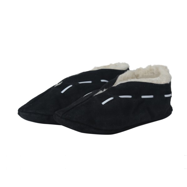 Sonia Originelli Kinder Wildlederhausschuh Leder Webpelz Schwarz