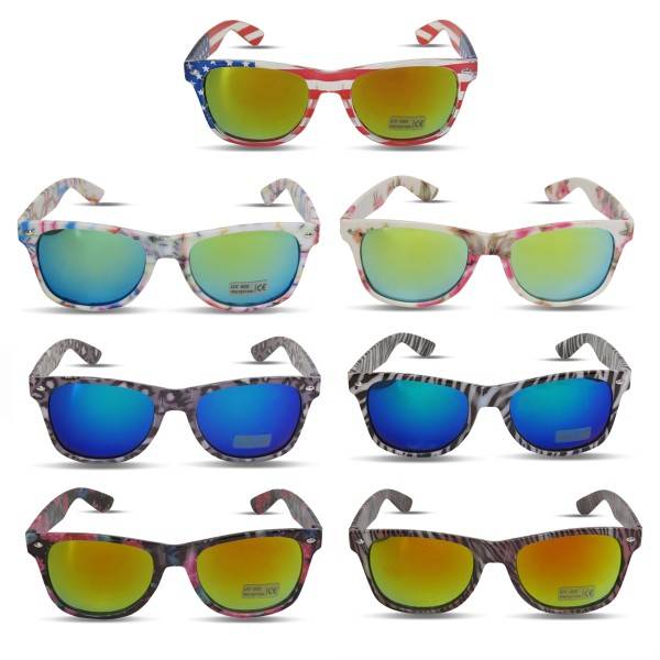 Sonia Originelli Sonnenbrille Leo Blume Verspiegelt Muster Party Fun Kostenlose Rückgabe