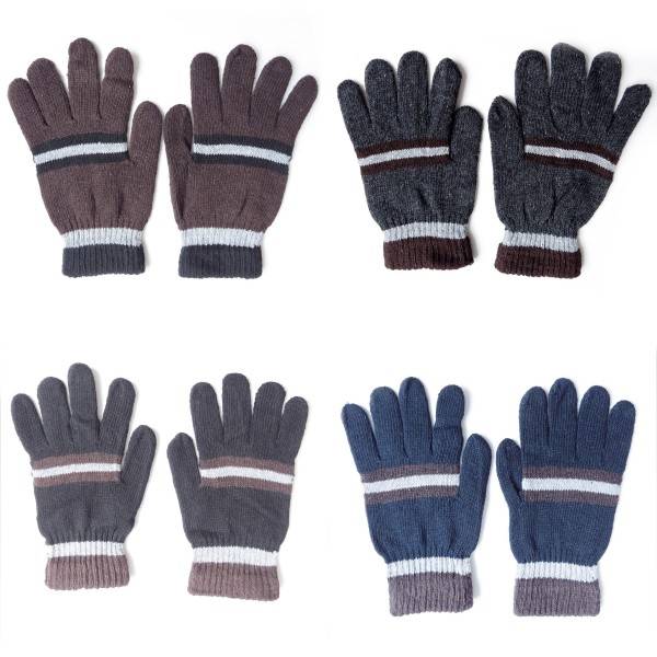 Sonia Originelli Sortiment 12 Paar Strickhandschuhe Herren Finger Winter Streifen Unisex Black Friday Preise