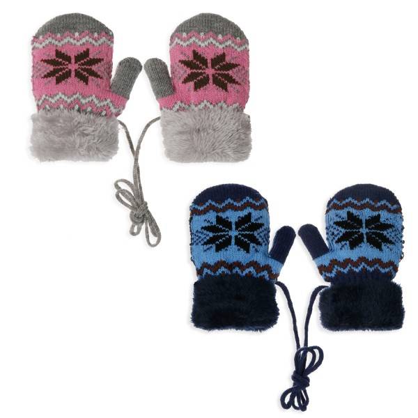 Sonia Originelli Strickfäustel Fausthandschuhe Band Kinderhandschuhe Kordel Schneeflocke 50% Rabatt für begrenzte Zeit
