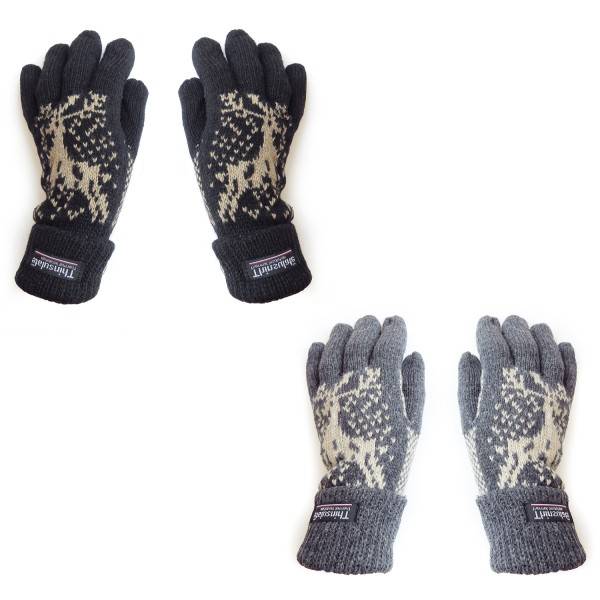 Sonia Originelli Strickhandschuhe Finger Umschlag Elch Wolle Fleece Winter Unisex Auslauf
