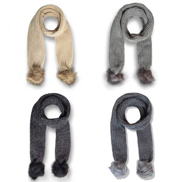 Sonia Originelli Schal Kunstfell Bommel Wolle Polyacryl Meliert Winter Osterangebot