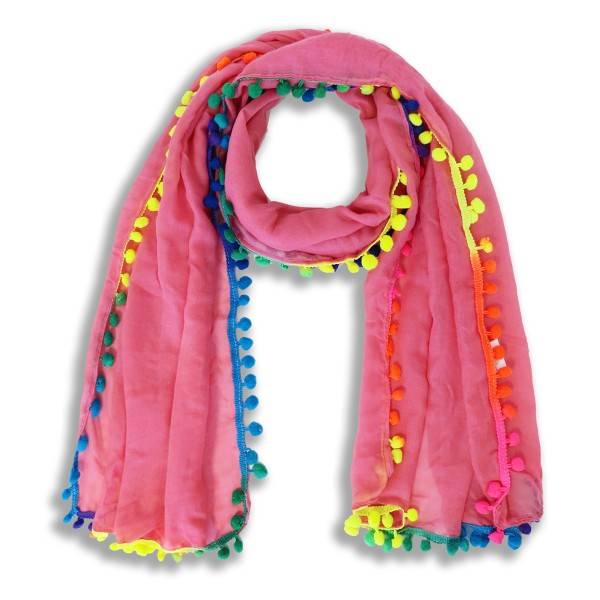 Sonia Originelli Schal Langschal "Bommel" Neon Bunt Sommer Valentinstagsangebot