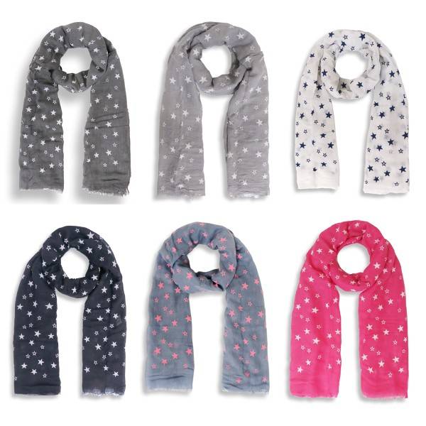 Sonia Originelli Schal Langschal "Sterne" Reliefdruck Fransen Sommer Online Outlet