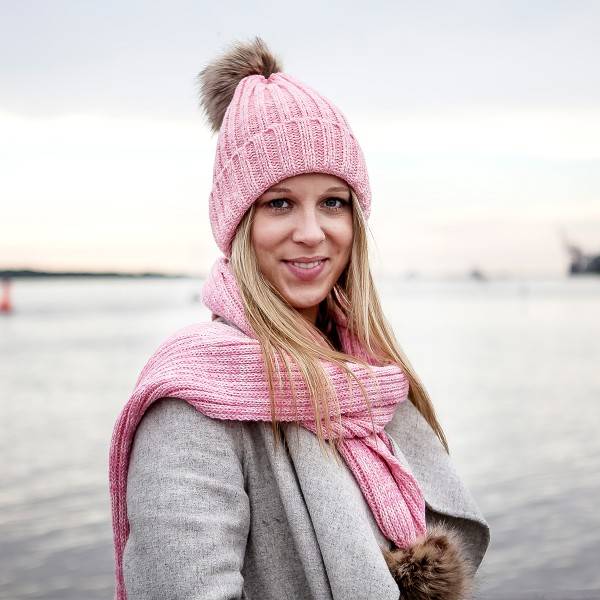 Sonia Originelli Winterschal Bommel abnehmbar Kunstfell Strickschal kuschelig weich und warm Kauf eins, bekomm eins gratis