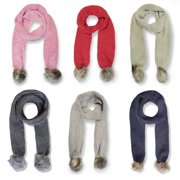 Sonia Originelli Winterschal Bommel abnehmbar Kunstfell Strickschal kuschelig weich und warm Kauf eins, bekomm eins gratis