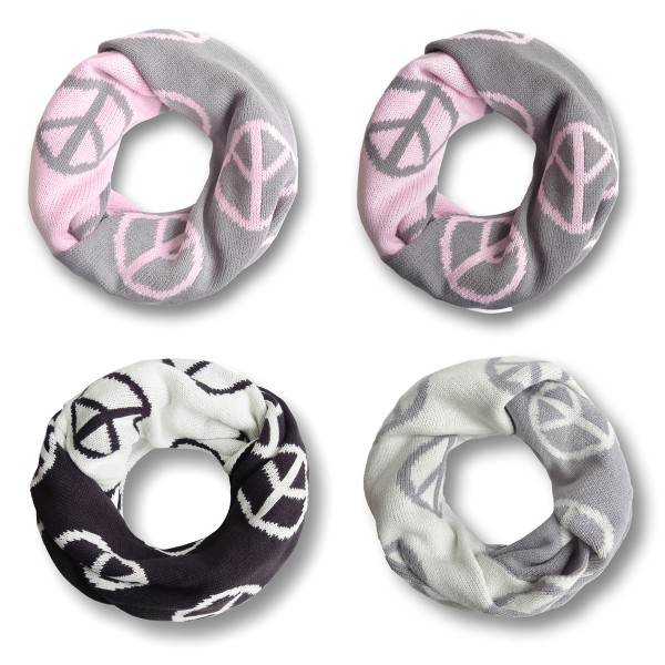 Sonia Originelli Winterschal Loop Schlauch Peace Frieden Strickschal Rundschal wendbar Sonderangebote