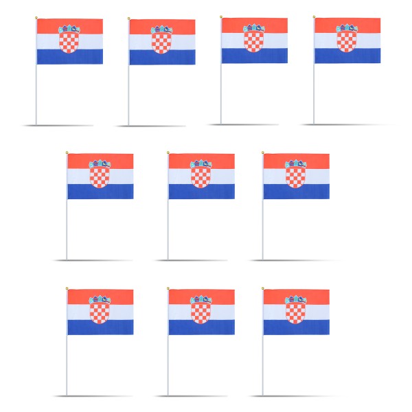 Sonia Originelli 10er Set Fahne Flagge Winkfahne "Kroatien" Croatia Handfahne EM WM Saisonschlussverkauf