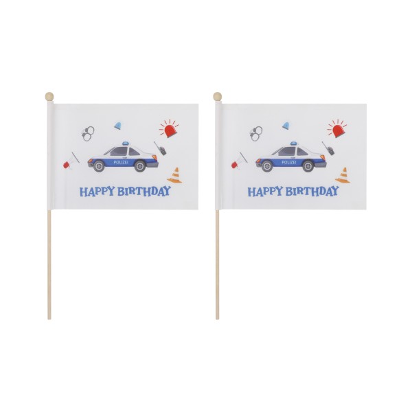 Sonia Originelli 2 er Set Tischfähnchen "Polizei" Happy Birthday Kindergeburtstag Tischdeko Wochenangebot