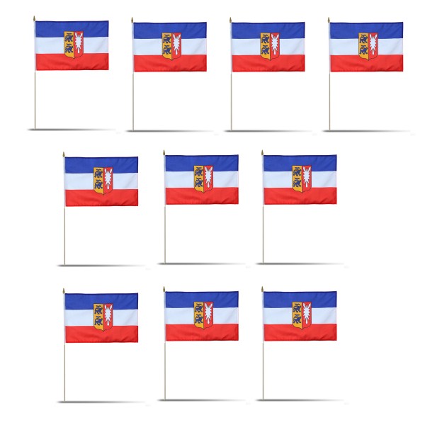 Sonia Originelli 10er Set Fahne Flagge Winkfahne "Schleswig-Holstein" Handfahne EM WM Vierteljährliche Förderung