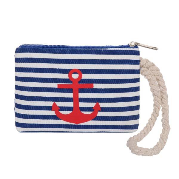 Sonia Originelli Geldbeutel "Anker" Mini Tasche Maritim Streifen Kordel Letzte 3 Tage