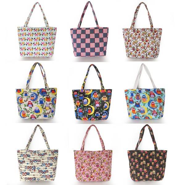 Sonia Originelli Shopper bedruckt Eule Elefant Fuchs USA Einkaufstasche Strandtasche 2025