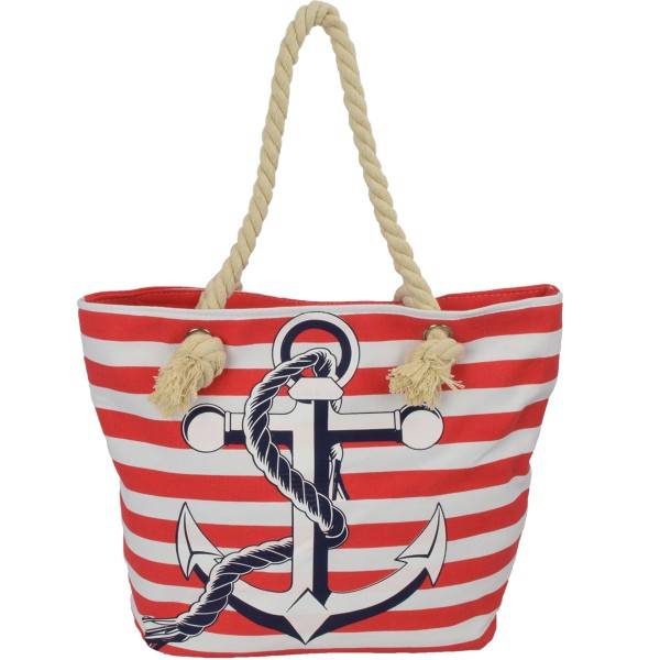 Sonia Originelli Shopper Blockstreifen Anker mit Seil Kordeln Strandtasche Canvas Online