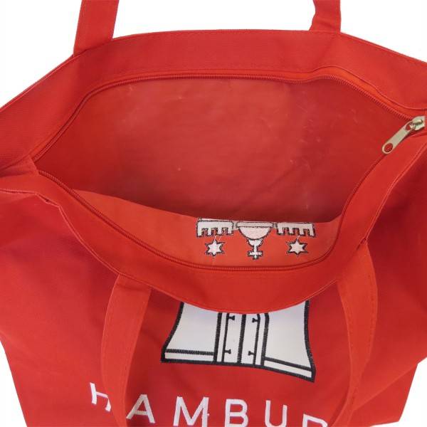 Sonia Originelli Shopper Hamburg Bestickung Tragetasche Einkaufsbeutel rot Auslauf