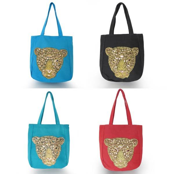 Sonia Originelli Shopper Pailetten "Löwe" Canvas Trend Dschungel Verkauf