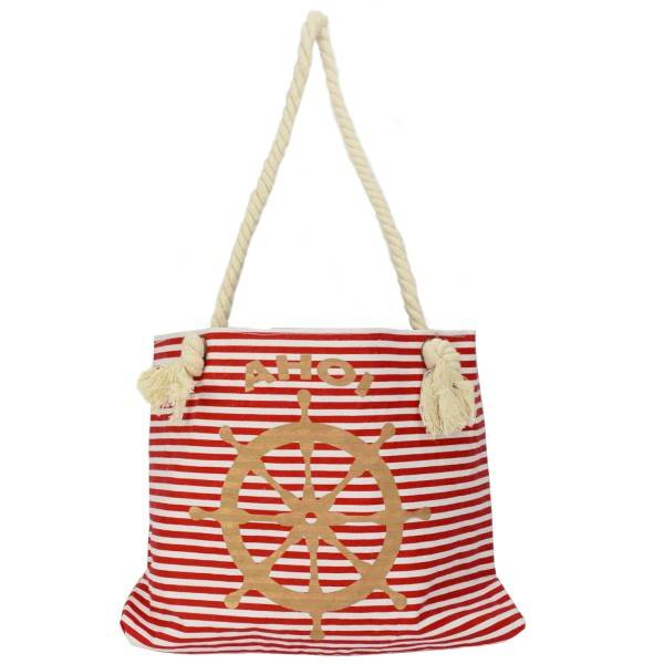 Sonia Originelli Strandtasche "Ahoi" mit Steuerrad klassisch maritim gestreift Günstiger Verkauf