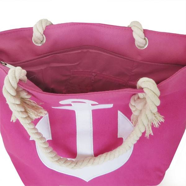 Sonia Originelli Strandtasche Anker bestickt maritim Seilkordel Shopper pink Meist gekauft
