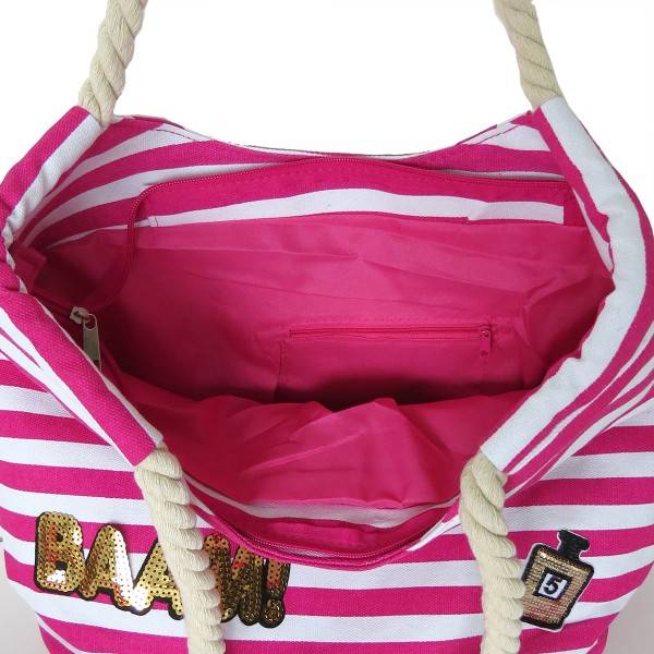 Sonia Originelli Strandtasche maritim gestreift mit Patch Aufnähern BAAM! Blitzangebot