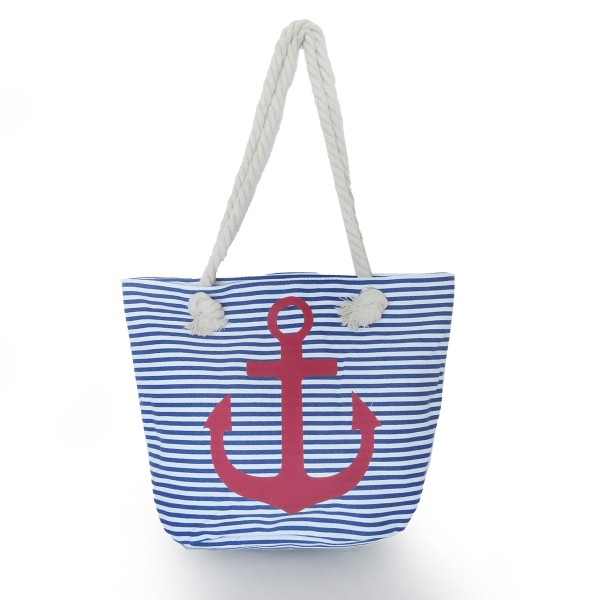 Sonia Originelli Strandtasche mit Ankermotiv Beachbag Shopper Streifen Maritim Saisonale Angebote