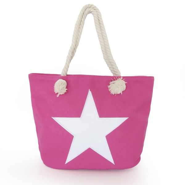 Sonia Originelli Strandtasche Stern bestickt Seilkordel maritim Shopper Tragetasche