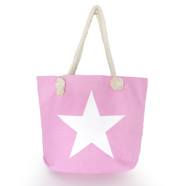 Sonia Originelli Strandtasche uni mit Sternaufdruck Seilkordeln Shopper Sonderangebote