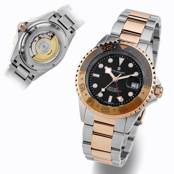 Steinhart Ocean One GMT two-tone BLACK/KHAKI Taucheruhr