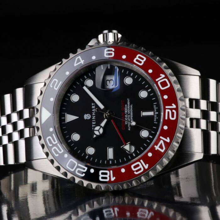Steinhart Ocean One GMT BLACK-RED. 2 Ceramic Taucheruhr Limitierter Zeitrabatt
