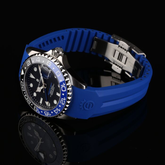 Steinhart Kautschukband blau 20x16 mm für Ocean 39 mit Schließe Stahl Fabrikverkauf