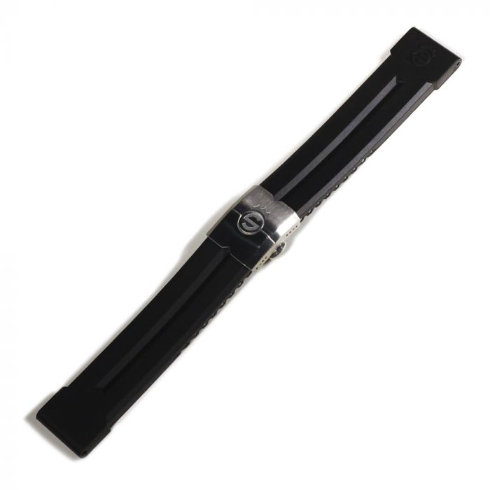 Steinhart Kautschukband 24 mm Schwarz mit Faltschließe in Stahl