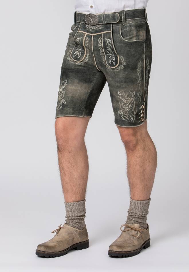 Stockerpoint Lederhose Lee grau gespeckt 58 im Angebot