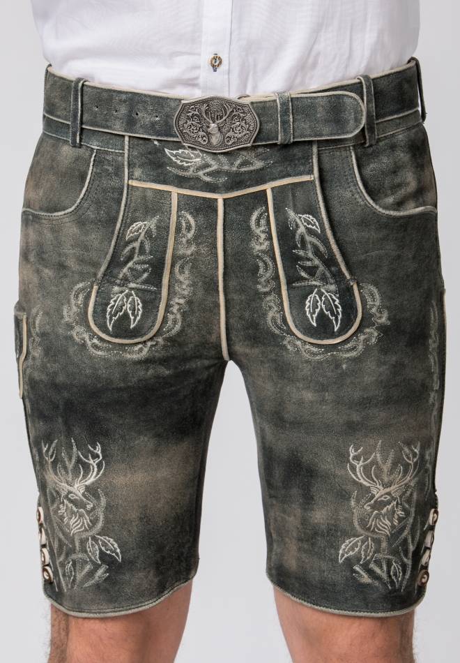 Stockerpoint Lederhose Lee grau gespeckt 58 im Angebot