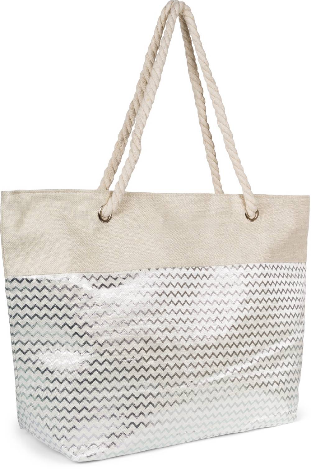 Stylebreaker Strandtasche Metallic Zick-Zack