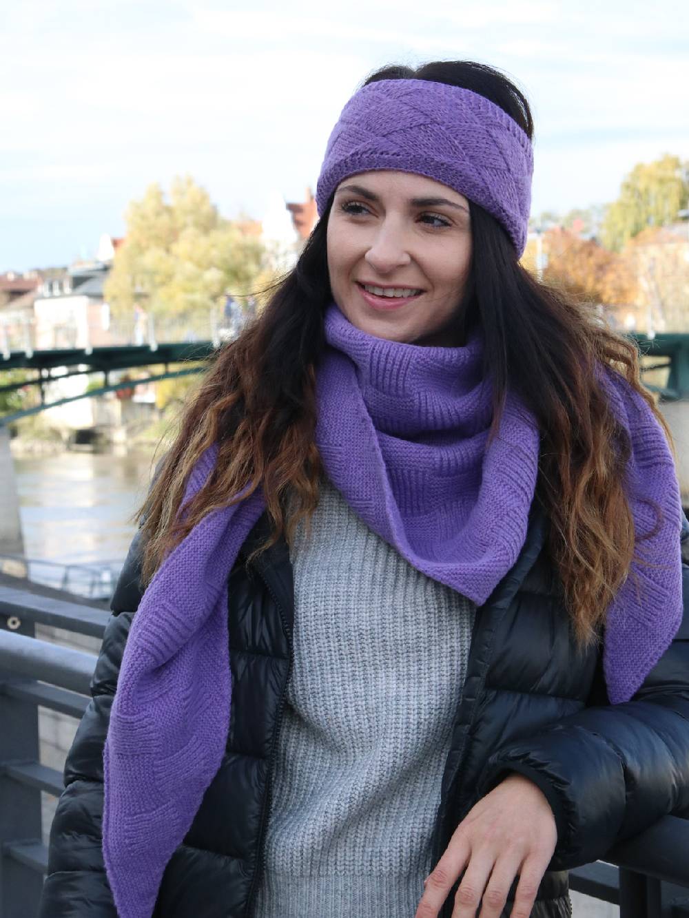 Stylebreaker Strick Dreiecktuch Schachbrett Strickmuster Fabrikverkauf