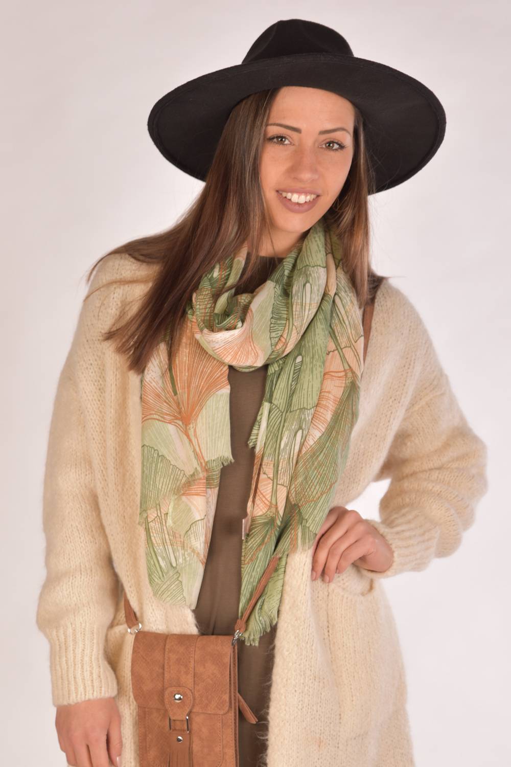 Stylebreaker Langer Schal Ginkgo Leaves Verkauf