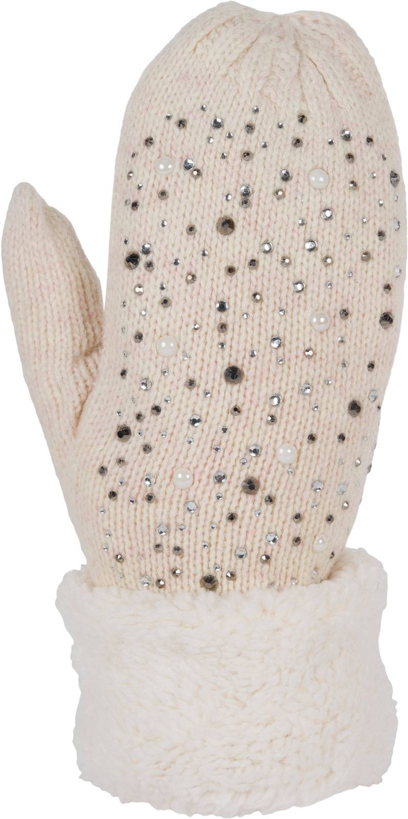 Stylebreaker Strickhandschuhe Fäustlinge mit Strass und Perlen Schlussverkauf