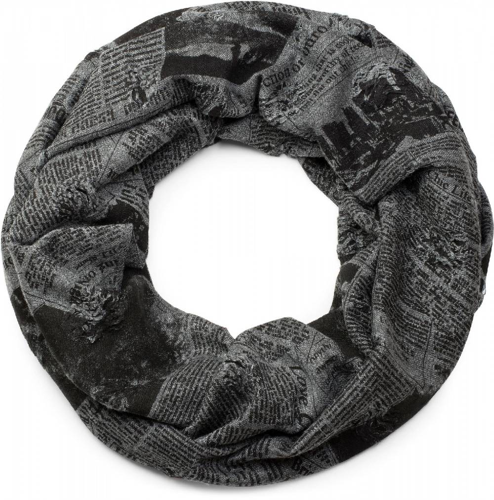 Stylebreaker Loop und Beanie Set Newspaper Print Used Look Günstiger Verkauf