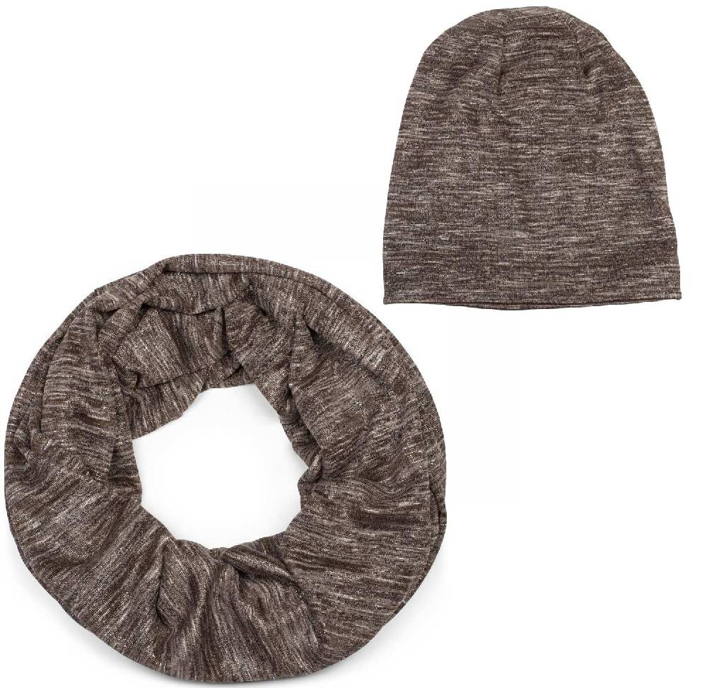 Stylebreaker Loop und Beanie Set mit Glitzerfaden und kleinen Pailletten Auslauf