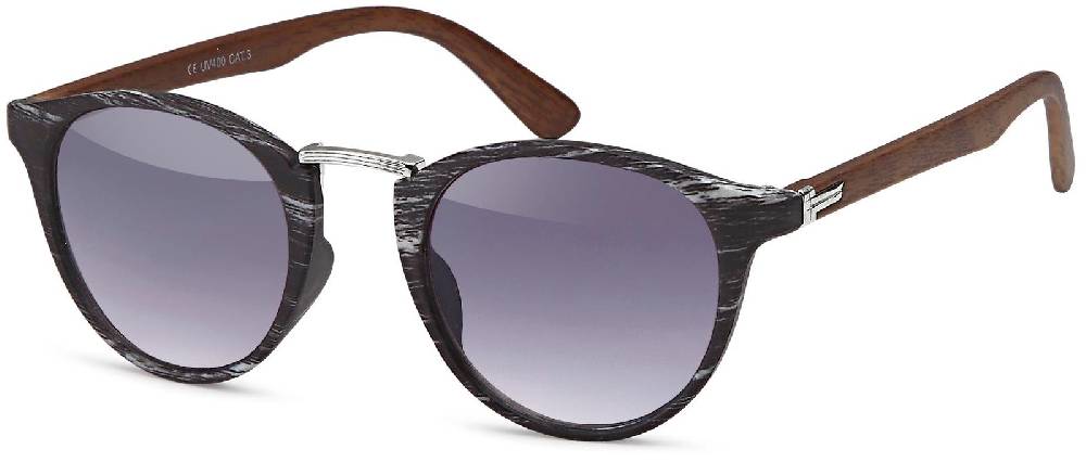 Stylebreaker Panto Sonnenbrille Holz Optik