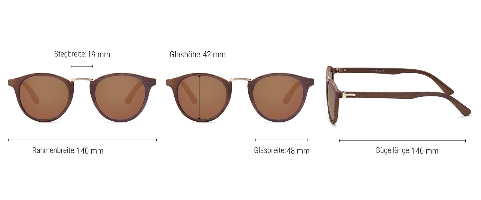 Stylebreaker Panto Sonnenbrille Holz Optik Verkauf