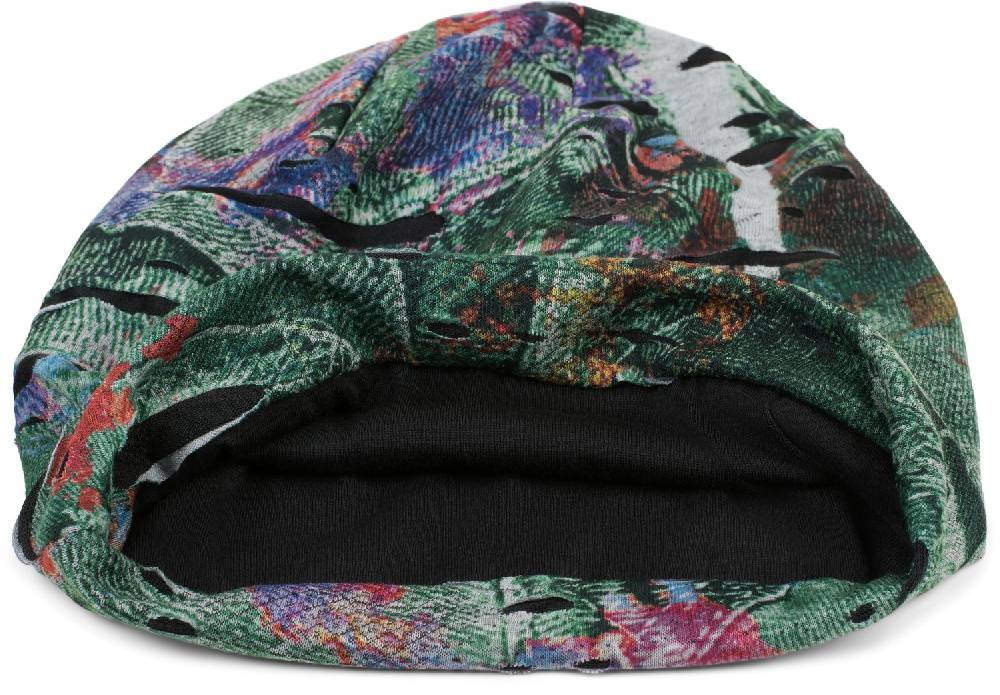 Stylebreaker Beanie mit Farbklecksen in Destroyed Optik Nur noch ein Tag übrig