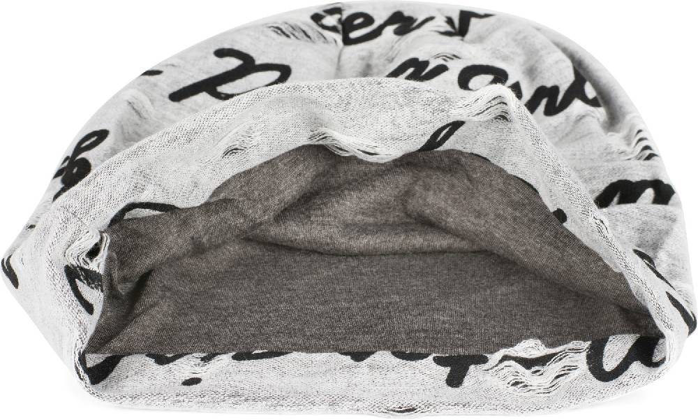 Stylebreaker Beanie mit Sprüche Print und Rissen Blitzverkäufe