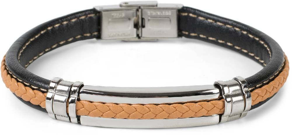 Stylebreaker Armband mit Flecht und Metallelementen