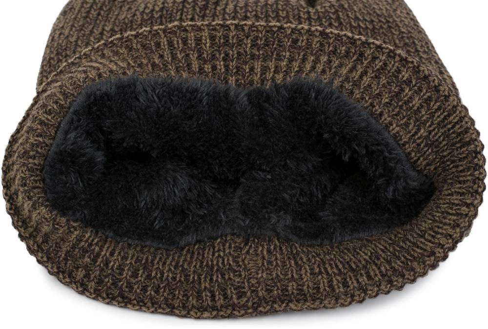 Stylebreaker Melierte Feinstrick Beanie Mütze mit Fleece Fabrikverkauf