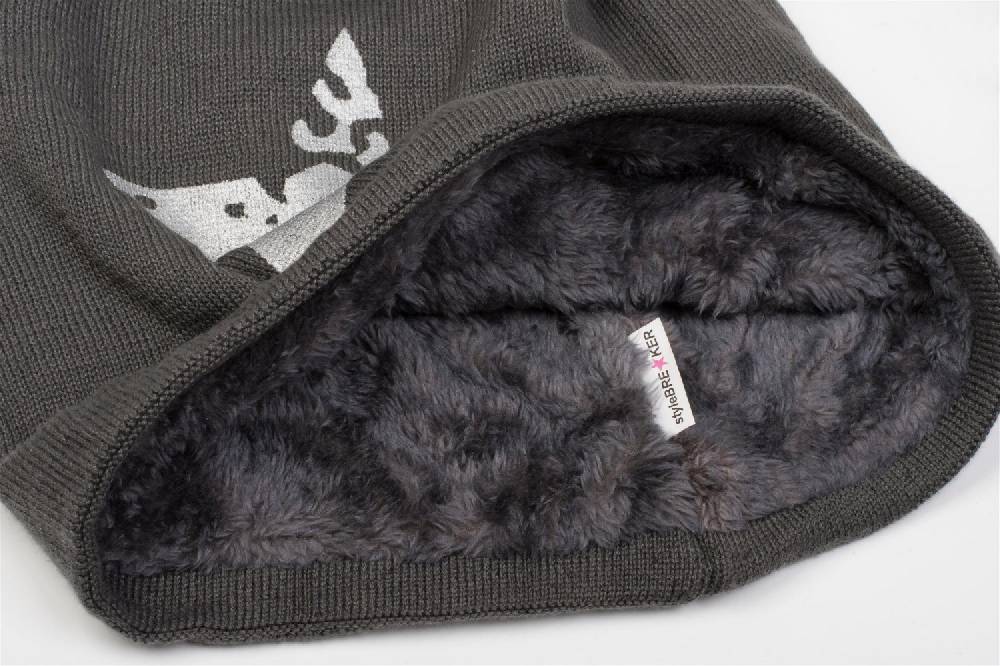 Stylebreaker Feinstrick Beanie mit Vintage Stern Auslauf