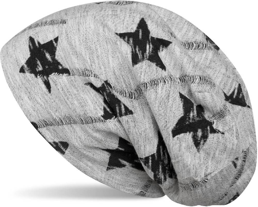 Stylebreaker Beanie Melange mit Sterne Print