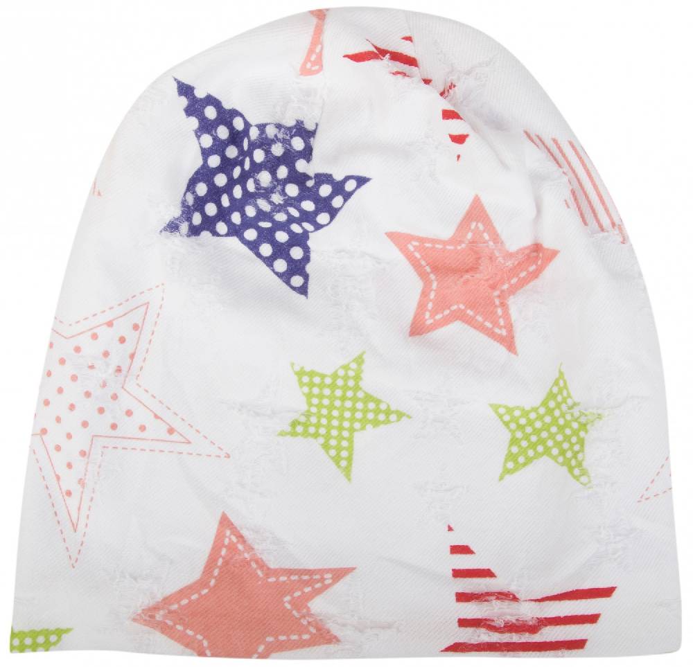 Stylebreaker Beanie Mütze mit bunten Sternen in Destroyed Optik Verkauf