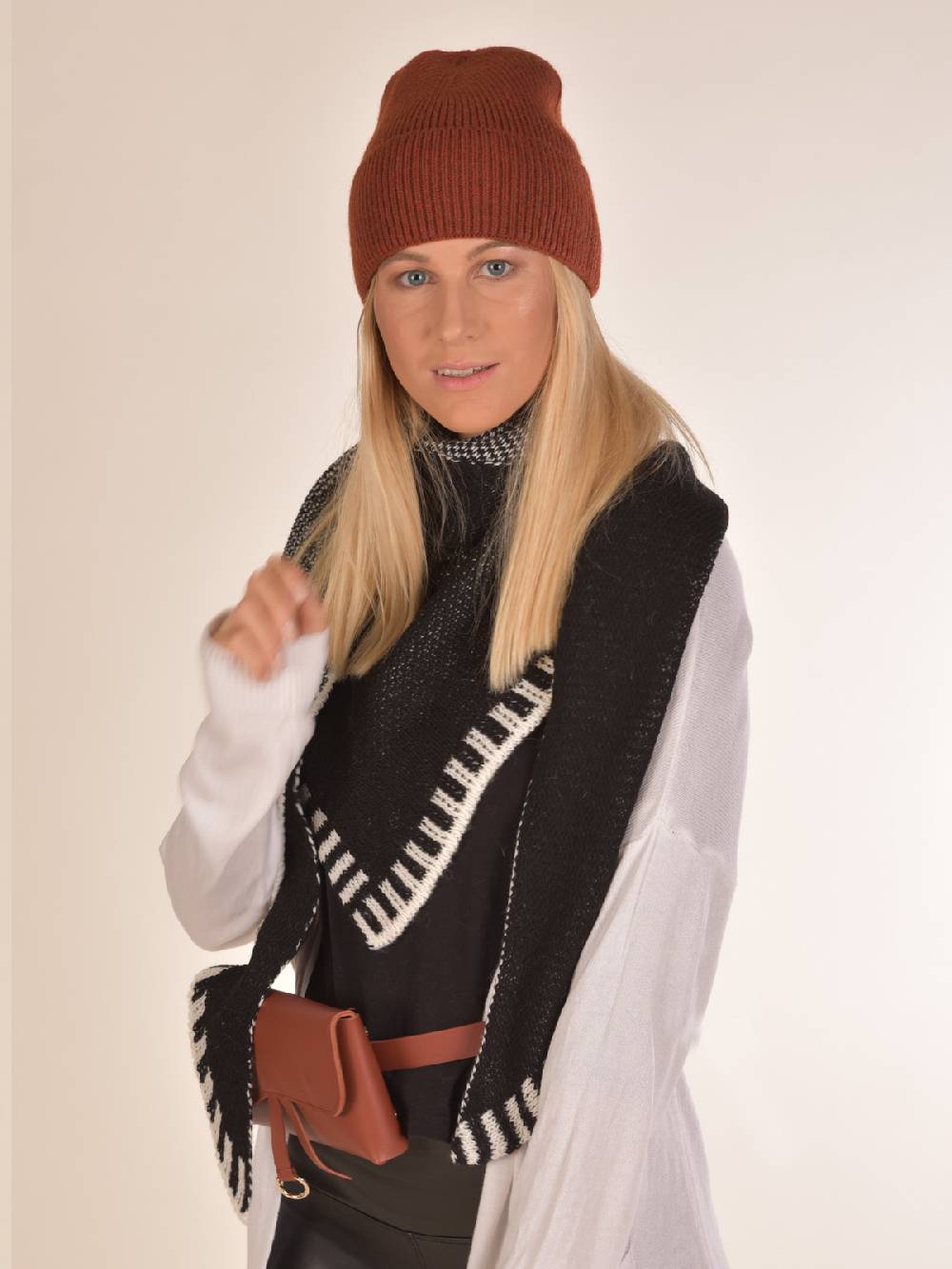 Stylebreaker Strick Dreiecktuch 2-Farbig gemustert Hotsell
