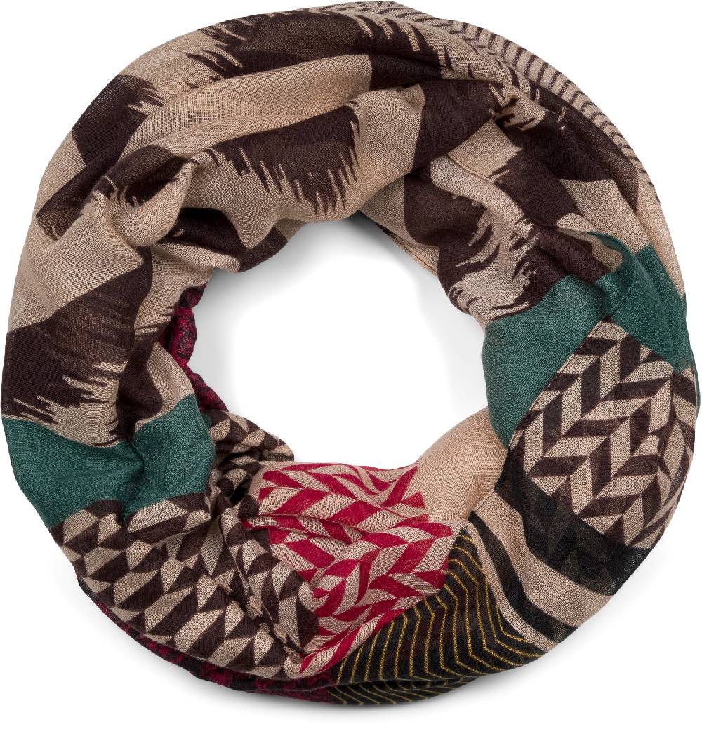 Stylebreaker Loop Schal Zick-Zack Paisley Muster Mix