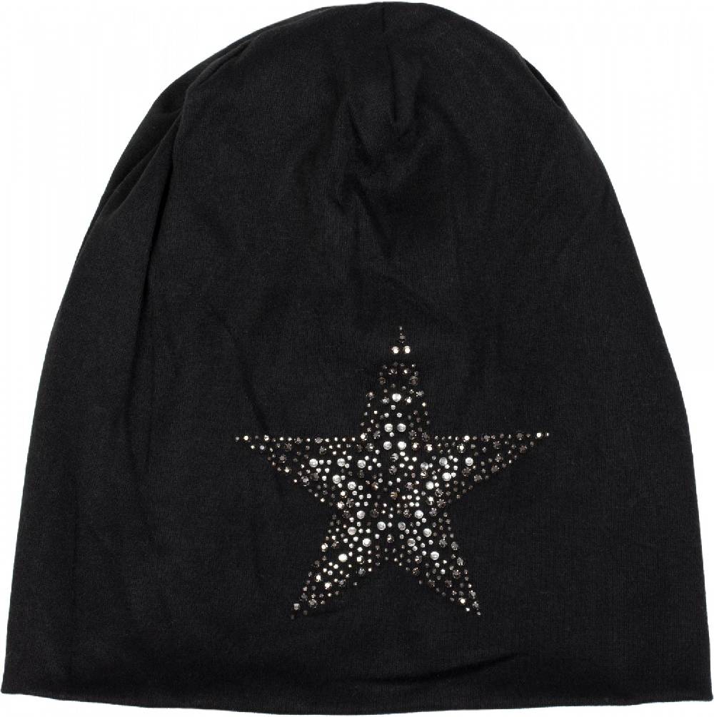 Stylebreaker Beanie Mütze mit Strass Nieten Stern im Angebot
