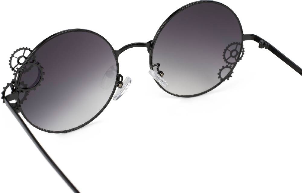Stylebreaker Runde Sonnenbrille mit Zahnrad Applikation Günstiger Verkauf